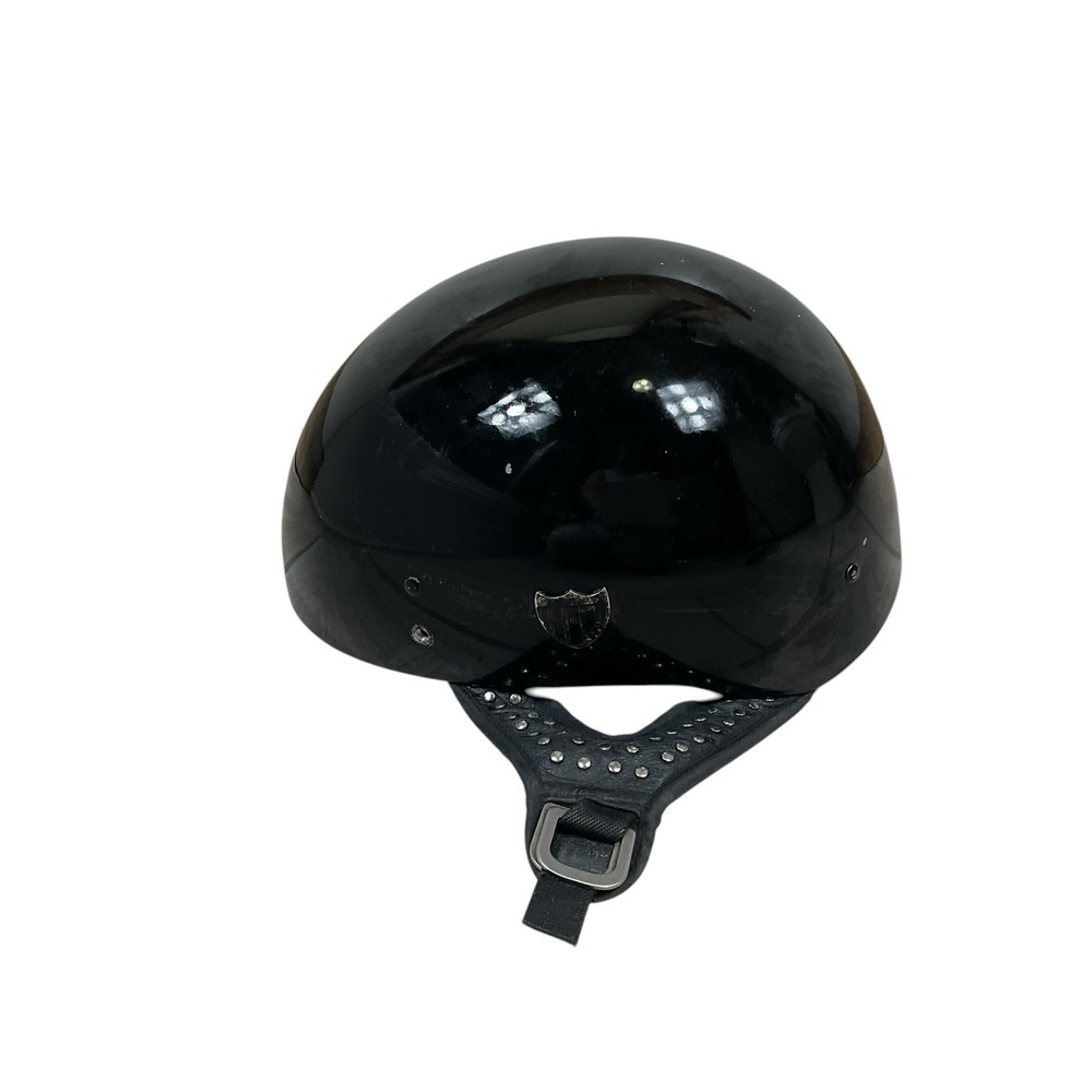 Harley Davidson Trespasser Half Helmet‎ MD Open Face Studded Leather Chin Strap